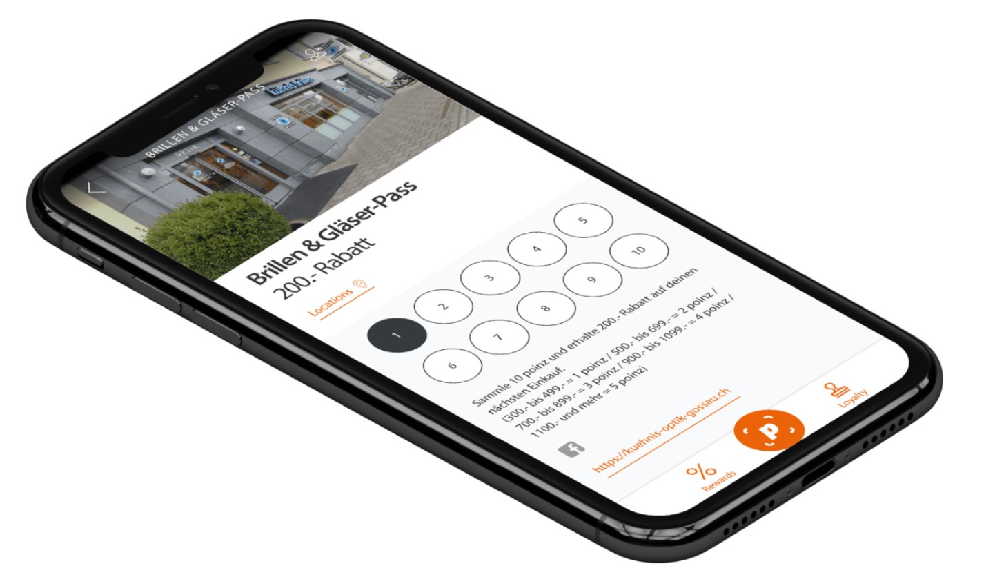 Poinz Treue-App auf Smartphone