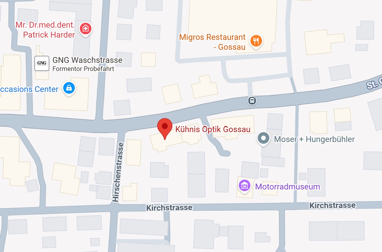 Karte mit Standort Kühnis Optik Gossau